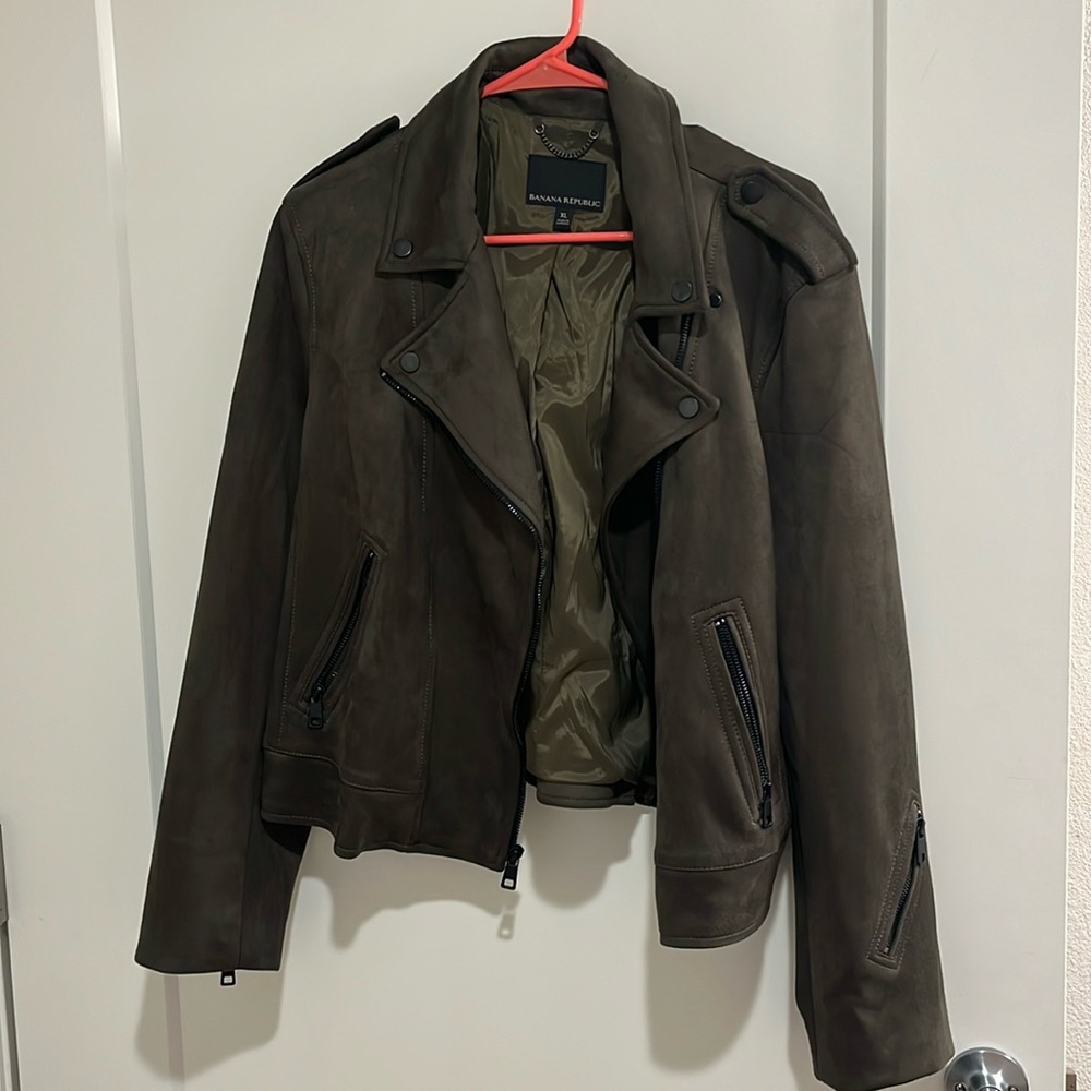 Banana republic olive green suede jacket